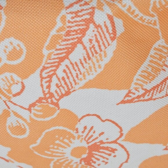 Clinique Makeup Cosmetic Pouch Floral Orange White Canvas Silver Zipper Pull - Picture 6 of 7